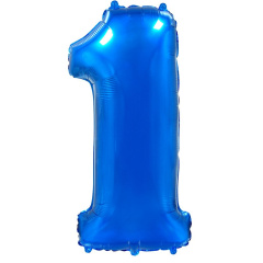 Ф Шар (40''/102 см) Цифра 1, Синий, 1 шт. в уп.