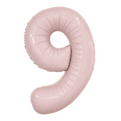 Шар (40''/102 см) Цифра 9, Slim, Пыльная роза, 1 шт. в уп.