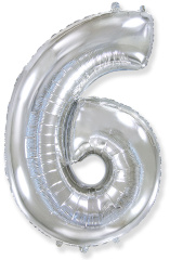 Ф Шар (40''/102 см) Цифра 6/9, Серебро, 1 шт. в уп.
